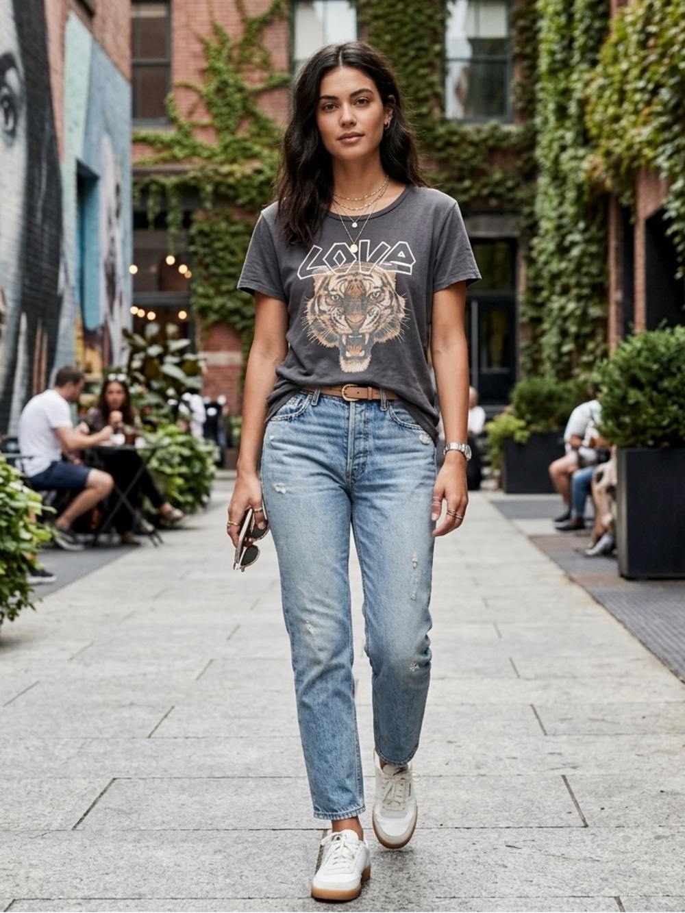 Chaser Recycled Vintage Love Tiger Cotton Short Sleeve Tee NEW!